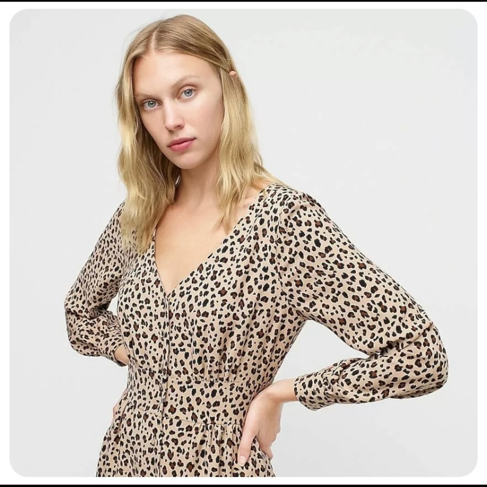 J Crew Leopard Print Button Down A-Line Dress - image 3